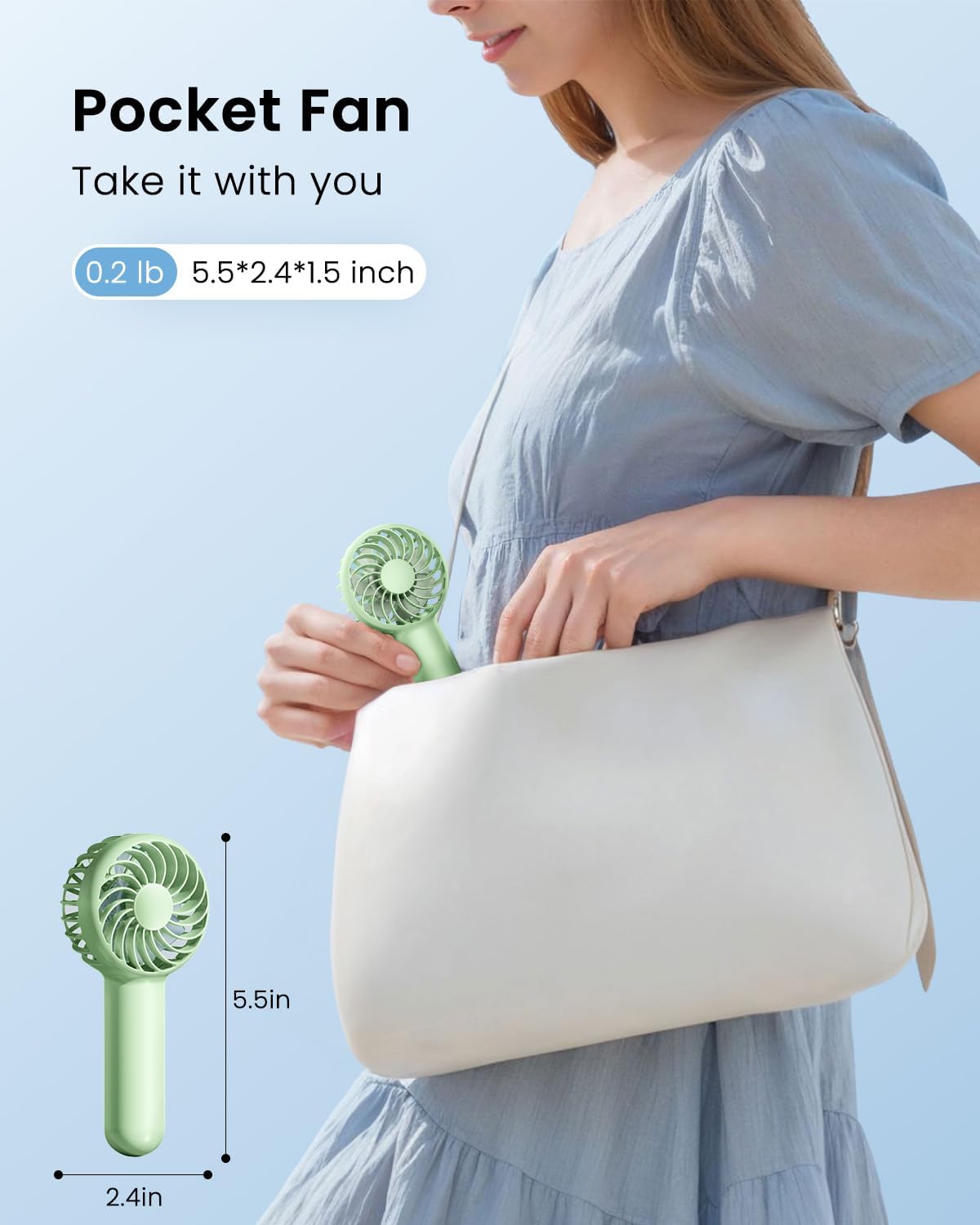 Gaiatop Mini Portable Handheld Fan, 3 Speed Powerful Battery Operated, Small USB Rechargeable Personal Fan for Makeup Eyelash, Camping Beach Airplane Travel Essentials for Women Girls